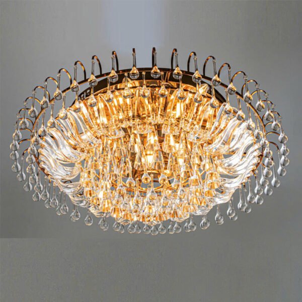 Đèn ốp trần MOV64 hợp kim mạ vàng, pha lê, Ø75cm