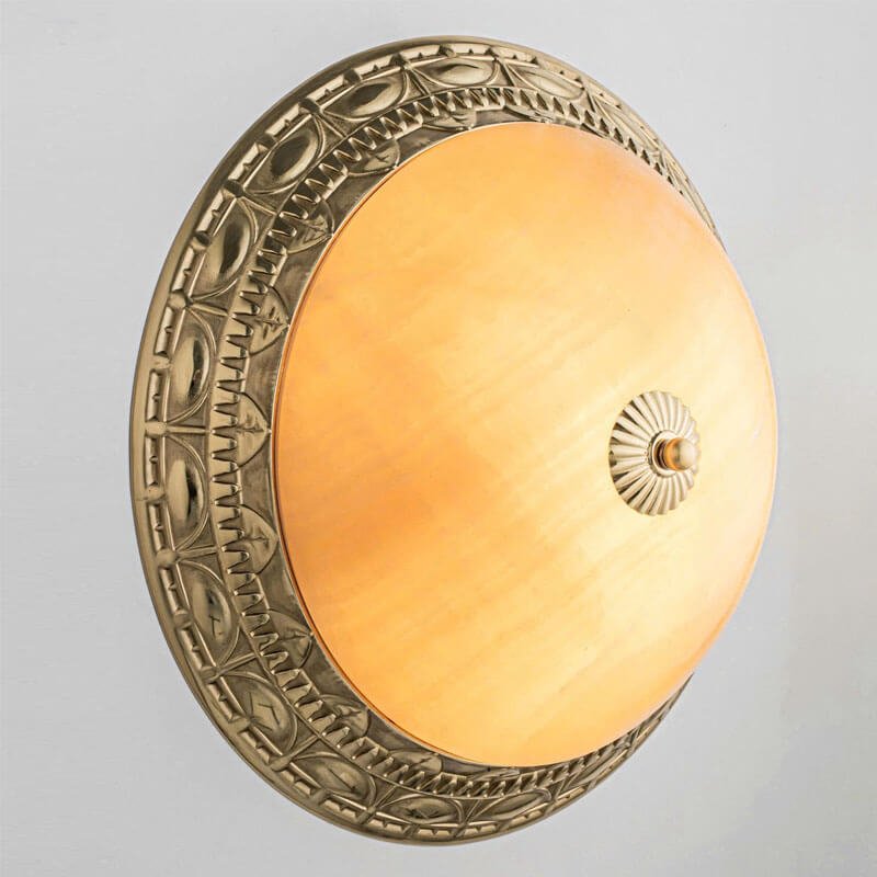 Đèn ốp trần MOV72 đồng, đá hoàng long, Ø30cm