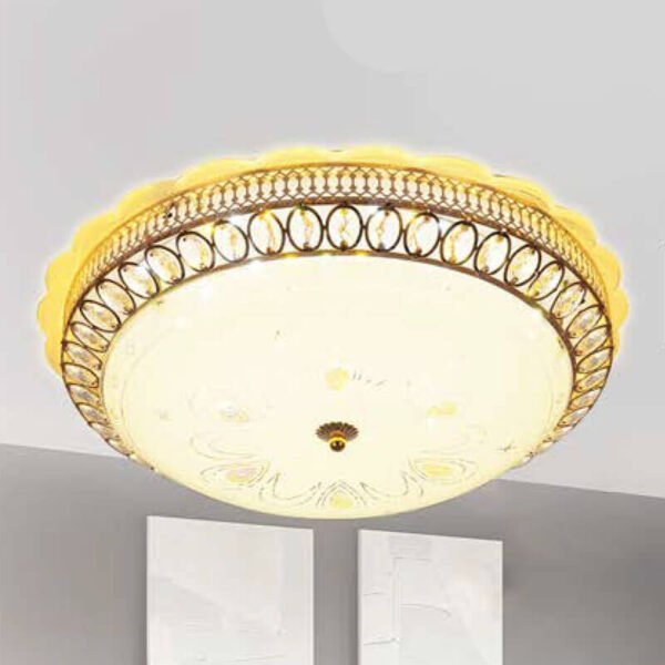 Đèn ốp trần MOX03 hợp kim mạ vàng, thủy tinh, Ø50cm