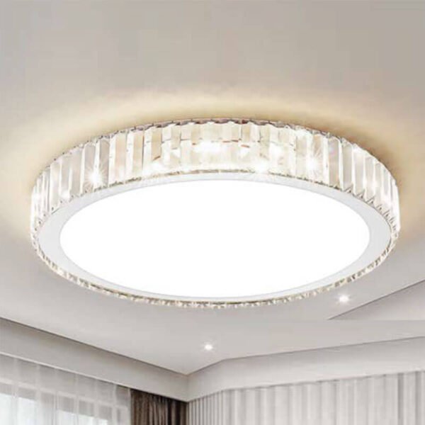 Đèn ốp trần MOX18 hợp kim mạ vàng, pha lê, Ø50cm