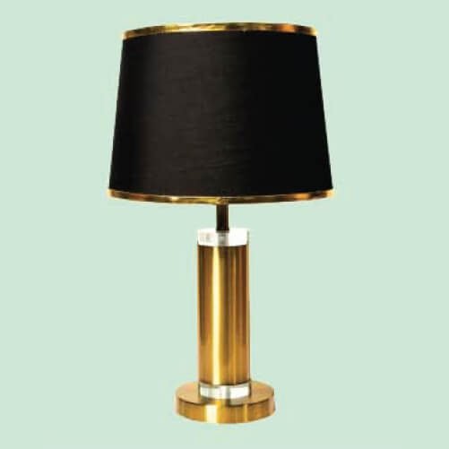 Đèn ngủ để bàn NR01 thân hợp kim mạ đồng, chao vải đen, Ø30cm x cao 57cm