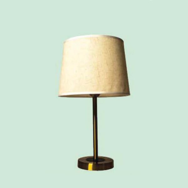 Đèn ngủ để bàn NR16 thân hợp kim mạ đồng, chao vải màu ngà, Ø30cm x cao 55cm