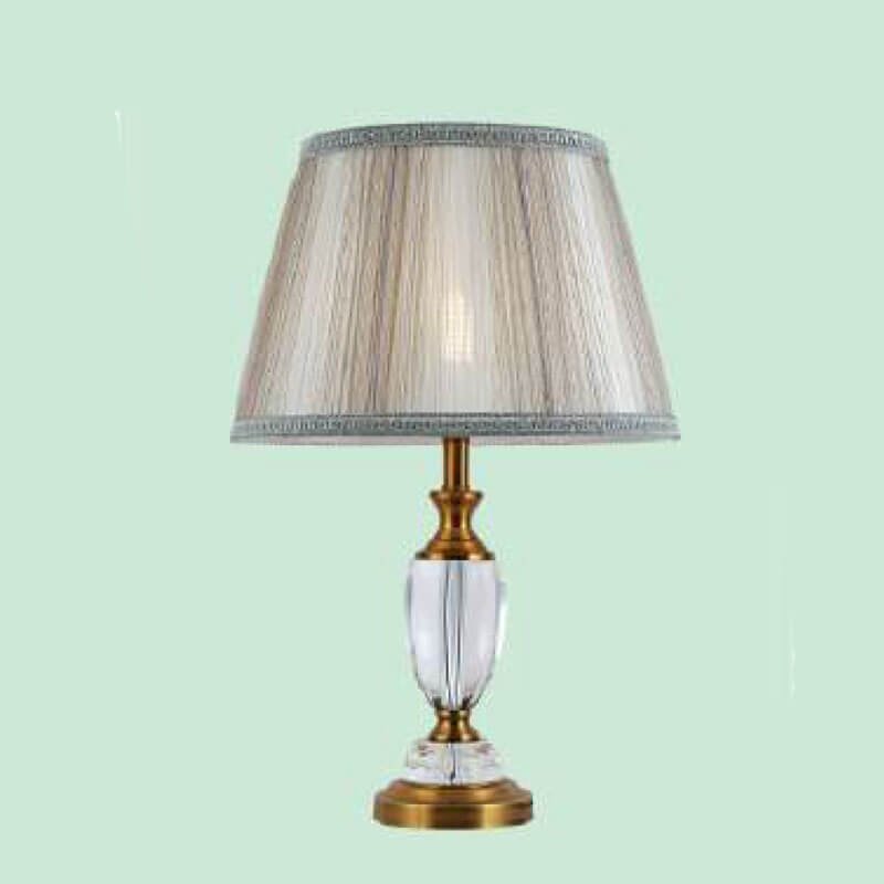 Đèn bàn NR19 hợp kim mạ vàng, pha lê, chao vải, Ø33cm x cao 56cm