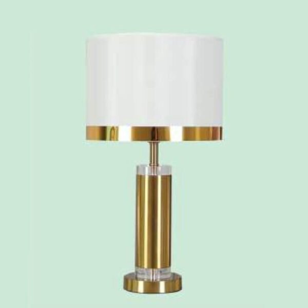 Đèn bàn NR34 hợp kim mạ vàng, chao vải trắng, Ø35cm x cao 55cm