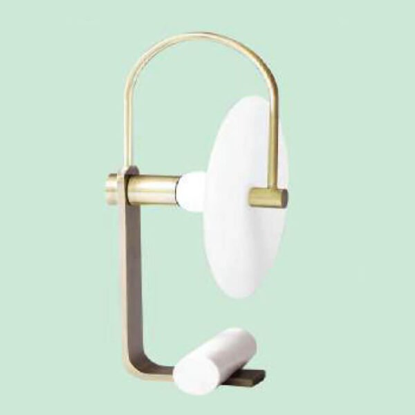 Đèn bàn NR35 hợp kim mạ vàng, sơn trắng, dài 25cm x cao 50cm
