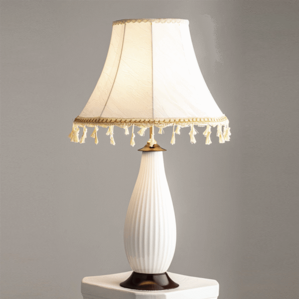 Đèn bàn NV100 gốm sứ, chao vải trắng, Ø45cm x cao 70cm