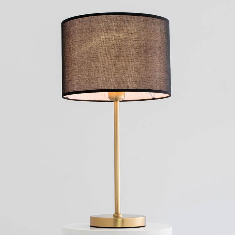 Đèn bàn NV110 hợp kim mạ vàng, chao vải đen, Ø30cm x cao 50cm