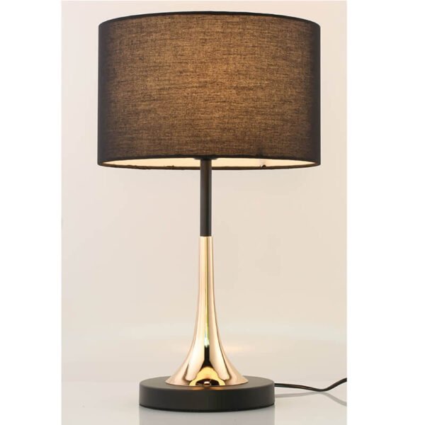 Đèn ngủ để bàn thân mạ vàng chụp vải đen NV39 Ø30cm x cao 50cm