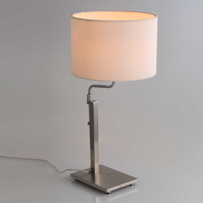 Đèn bàn hợp kim hoàn thiện inox chụp vải trắng NV75 dài 30cm x cao 50cm