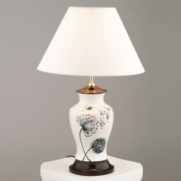Đèn bàn gốm sứ chụp vải trắng NV93 Ø35cm x cao 55cm