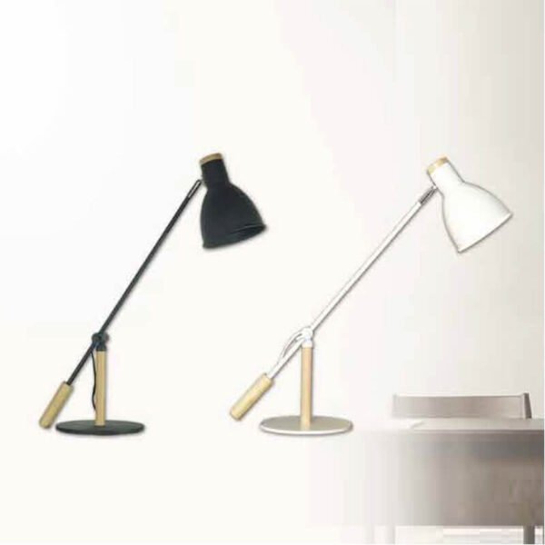 Đèn bàn học hợp kim sơn đen trắng kết hợp gỗ NX16 Ø13cm x cao 66cm