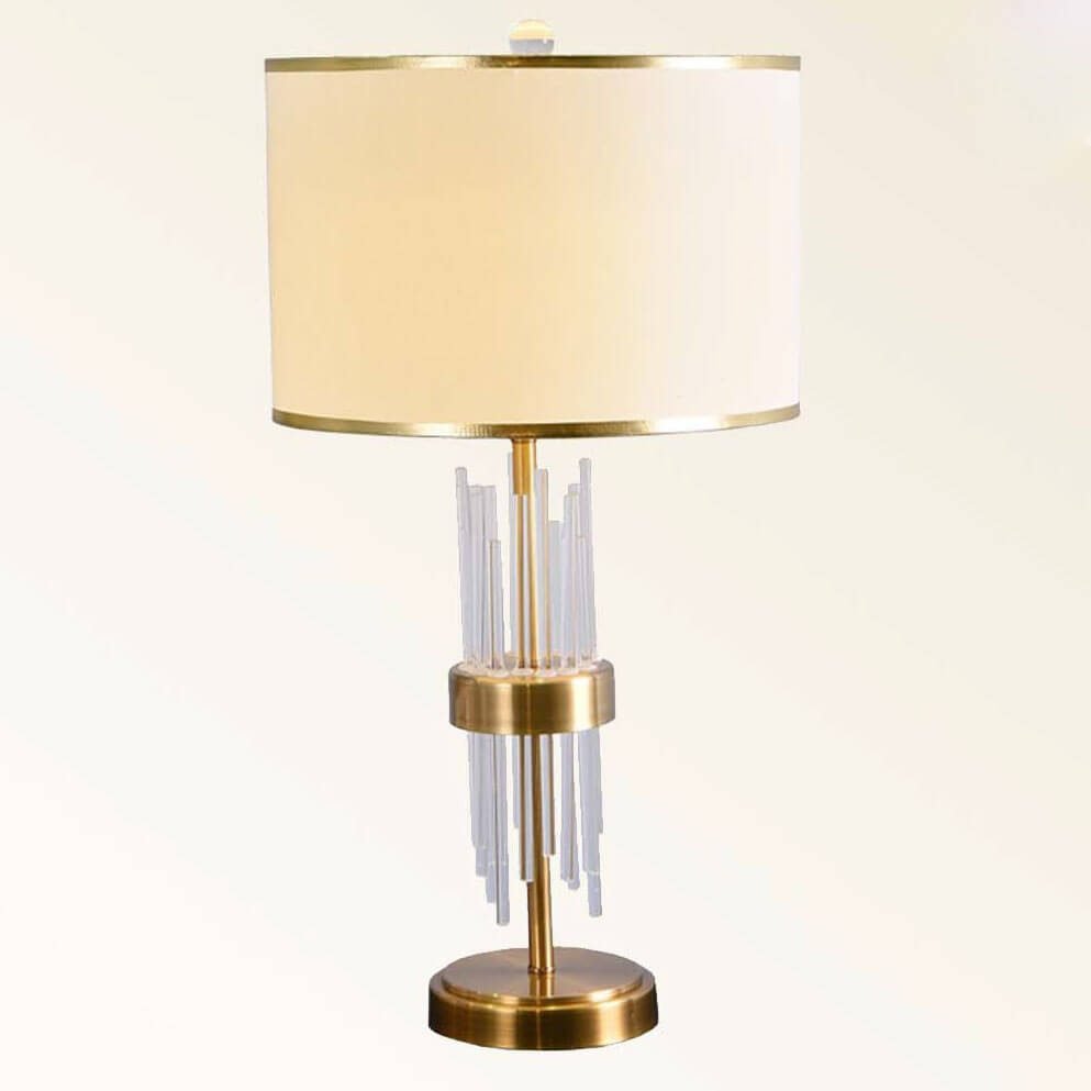 Đèn ngủ để bàn hợp kim mạ vàng thủy tinh chụp vải dày NX38 Ø35cm x cao 61cm