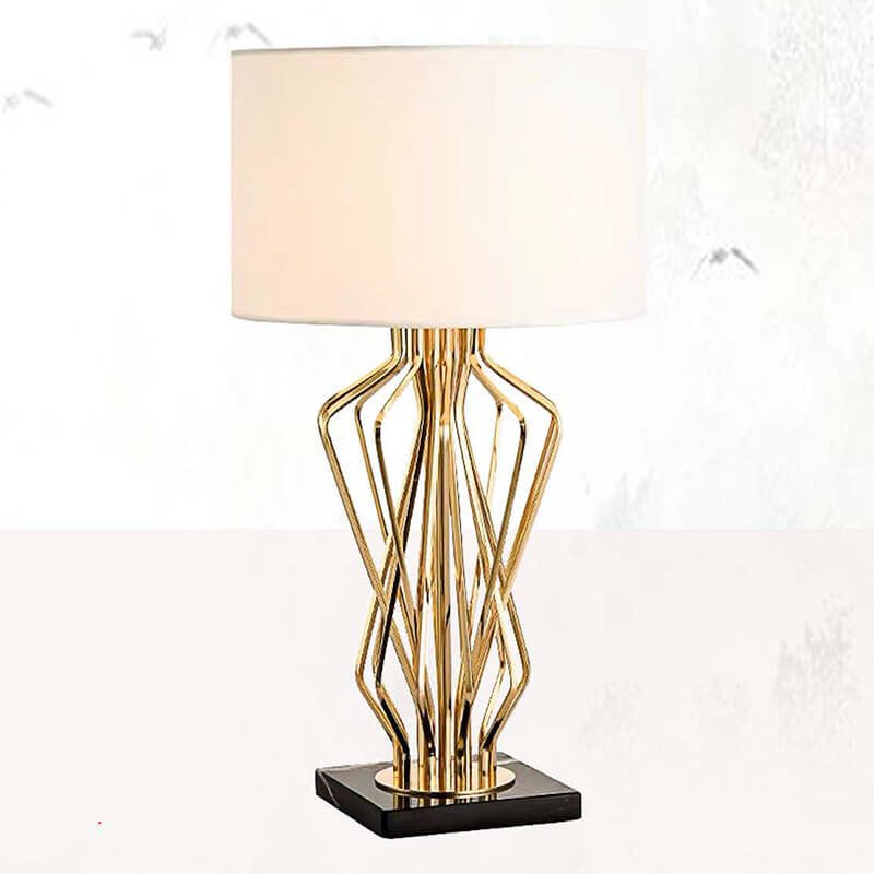 Đèn ngủ để bàn hợp kim xi mạ vàng chụp vải NX52 Ø35cm x cao 64,5cm