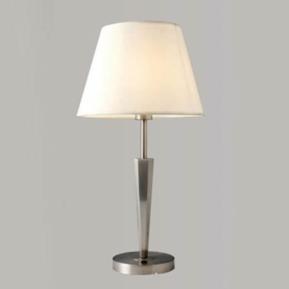Đèn bàn hợp kim hoàn thiện inox chụp vải trắng NX58 Ø38cm x cao 68cm