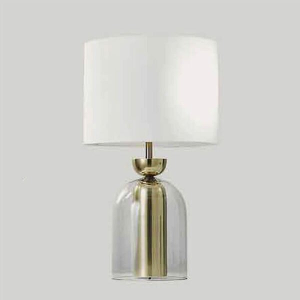Đèn bàn hợp kim mạ vàng thủy tinh trong chụp vải trắng NX60 Ø35cm x cao 57cm