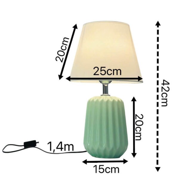 Đèn bàn gốm sứ xanh mint chụp vải trắng NX61 Ø25cm x cao 45cm