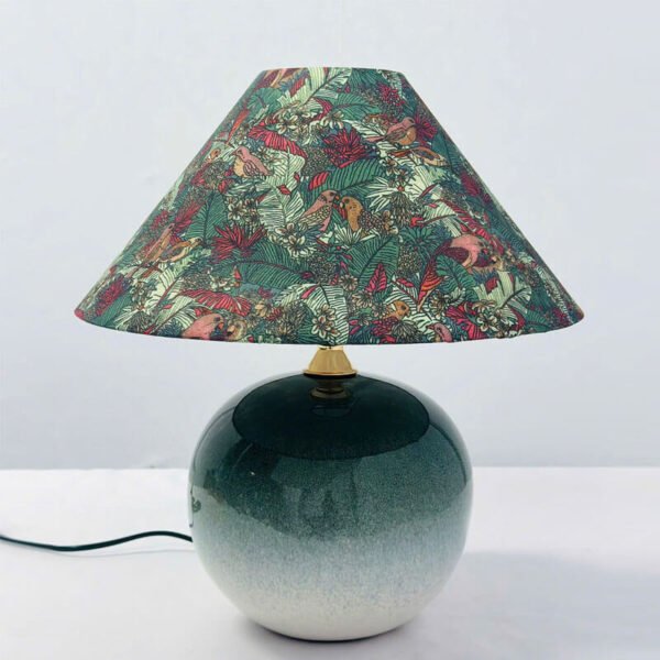 Đèn bàn gốm sứ chụp vải hoa văn NX66 Ø35cm x cao 40cm