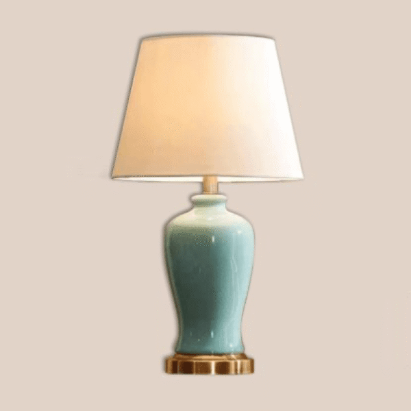 Đèn bàn gốm sứ chụp vải trắng NX75 Ø33cm x cao 55cm