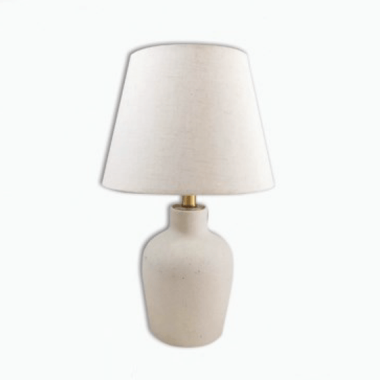 Đèn bàn gốm sứ mạ vàng chụp vải trắng NX77 Ø30cm x cao 48cm