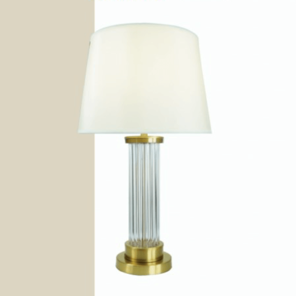 Đèn bàn hợp kim mạ vàng pha lê chụp vải trắng NX89 Ø35cm x cao 60cm