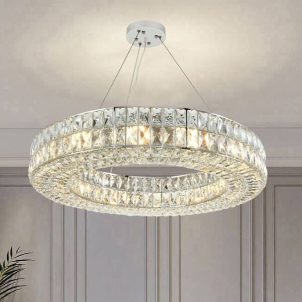 Đèn thả vòng tròn pha lê đen PLK03 Ø60cm