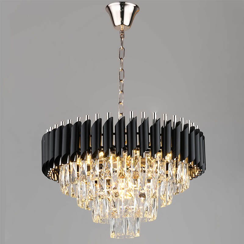 Đèn thả phòng khách pha lê đen PLK11 Ø55cm