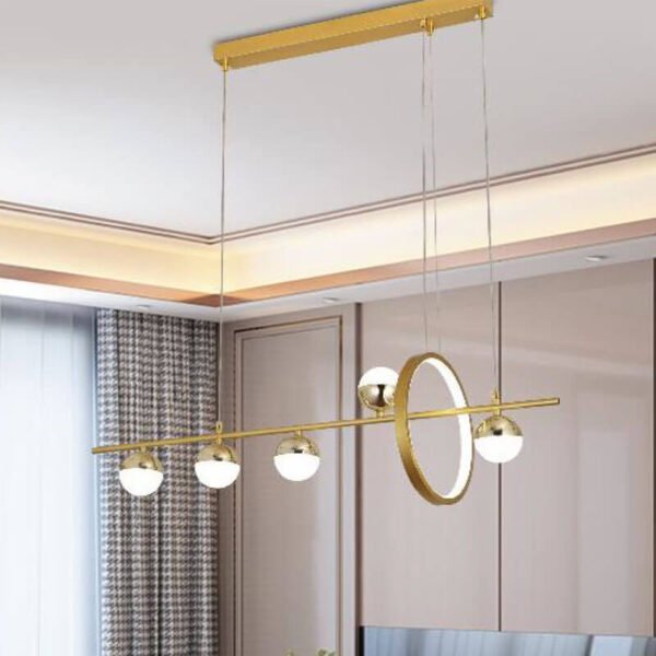 Đèn thả bàn ăn TRN46 dài 1m x cao 30cm mạ vàng, chao nhựa trắng