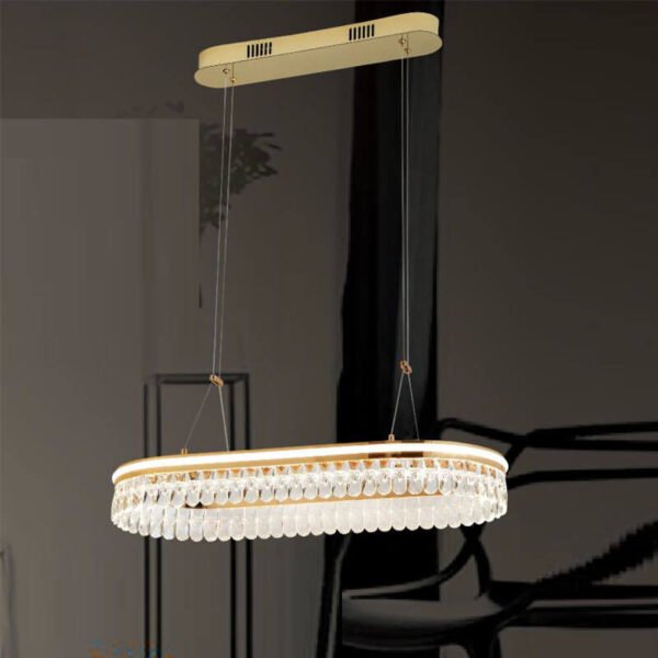 Đèn thả bàn ăn TRN50 dài 80cm x rộng 35cm mạ vàng, pha lê