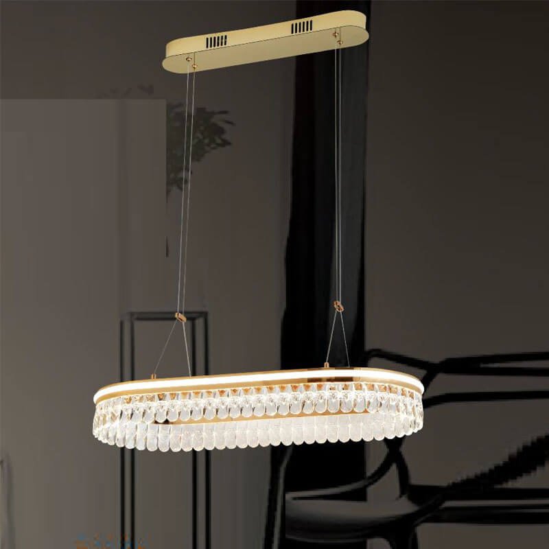 Đèn thả bàn ăn TRN50 dài 80cm x rộng 35cm mạ vàng, pha lê