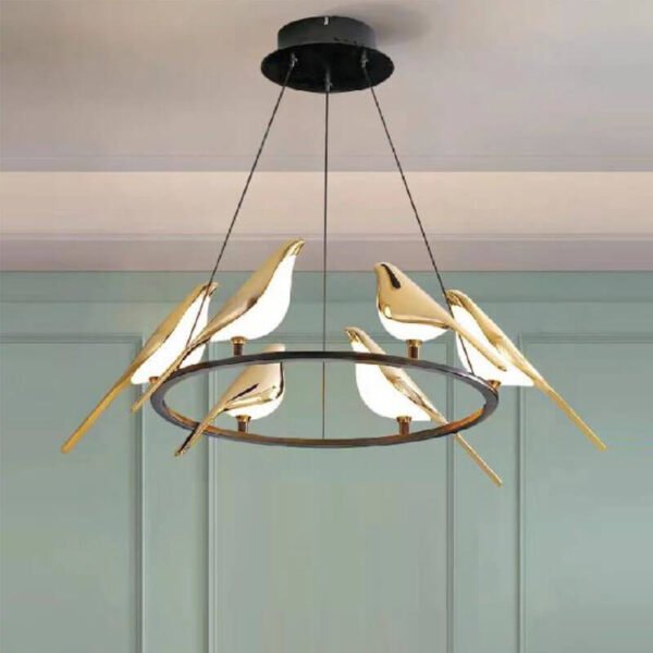 Đèn thả bàn ăn TRN52 Ø90cm x cao 1,5m sơn đen, nhựa ABS mạ vàng