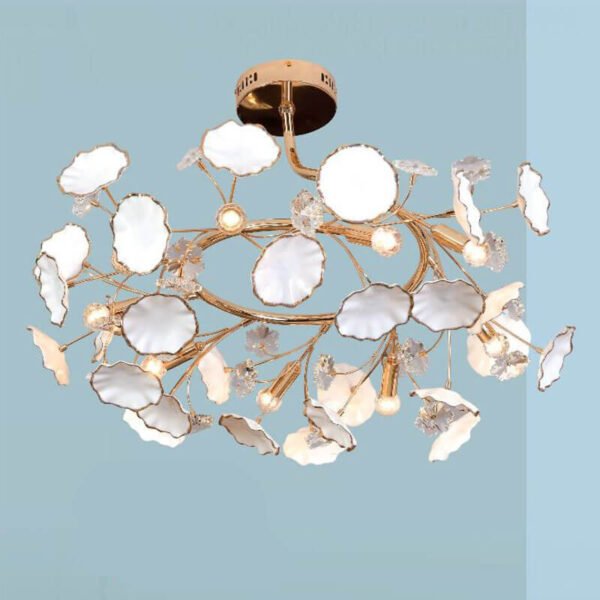 Đèn thả trần vòng tròn TRN53 Ø80cm mạ vàng, kính trắng gương