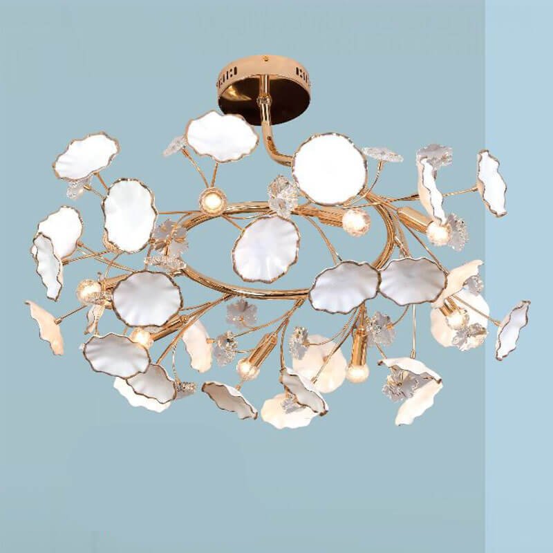 Đèn thả trần vòng tròn TRN53 Ø80cm mạ vàng, kính trắng gương