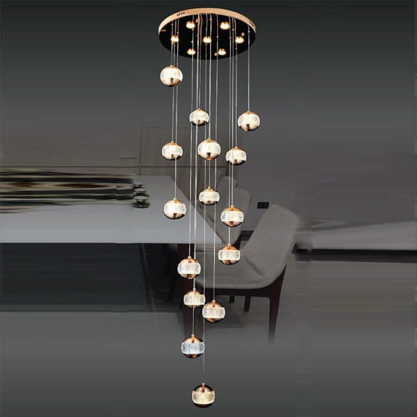 Đèn thả thông tầng TTR04 Ø60cm x cao 3m, LED 3000K