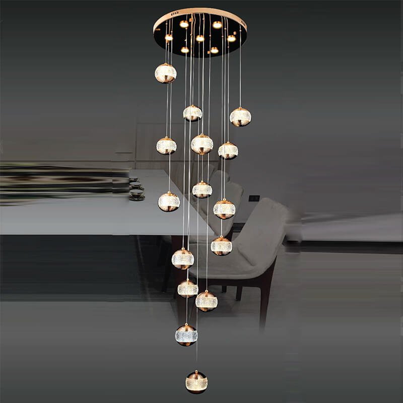 Đèn thả thông tầng TTR04 Ø60cm x cao 3m, LED 3000K