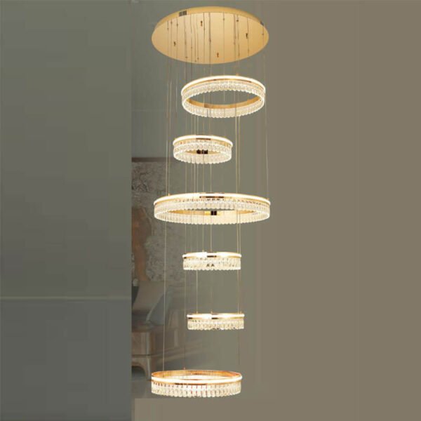 Đèn thả thông tầng TTR09 6 vòng Ø40-80cm, dây thả 2,8m, LED 3 chế độ sáng