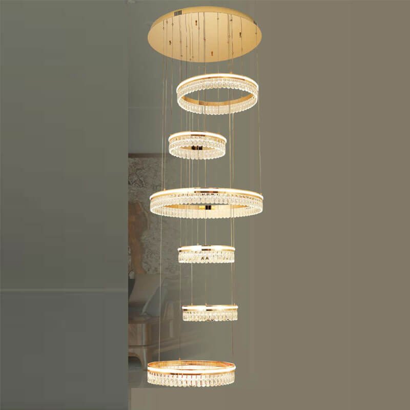Đèn thả thông tầng TTR09 6 vòng Ø40-80cm, dây thả 2,8m, LED 3 chế độ sáng