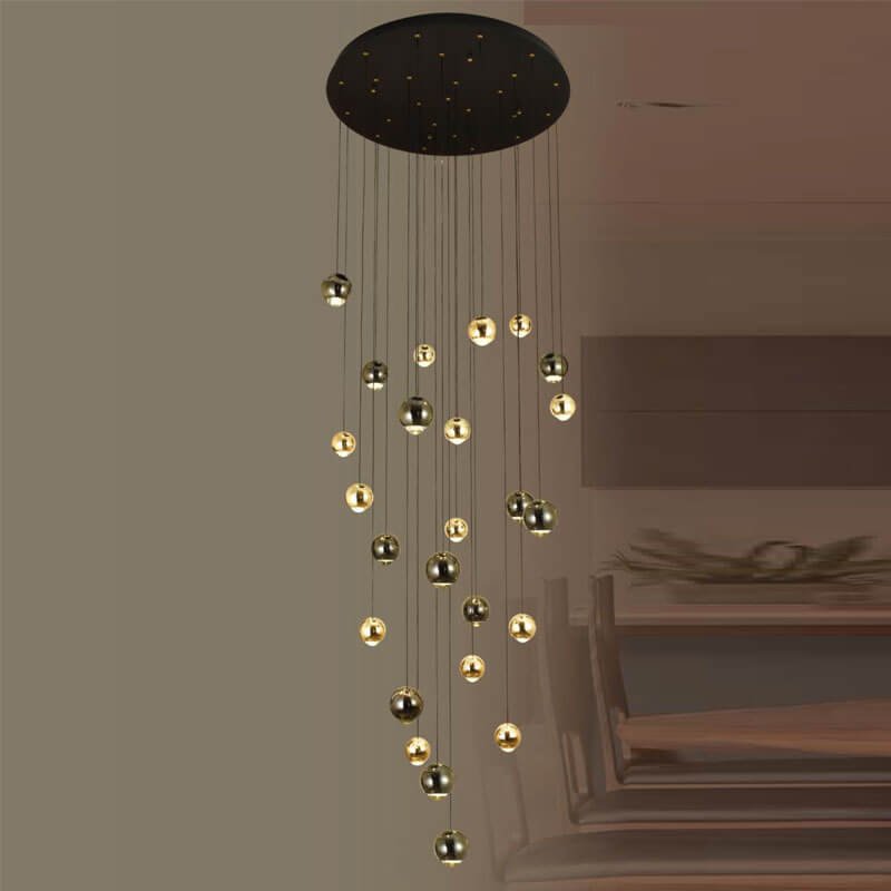 Đèn thả thông tầng TTR10 Ø80cm x cao 3m, LED vàng ấm 3000K