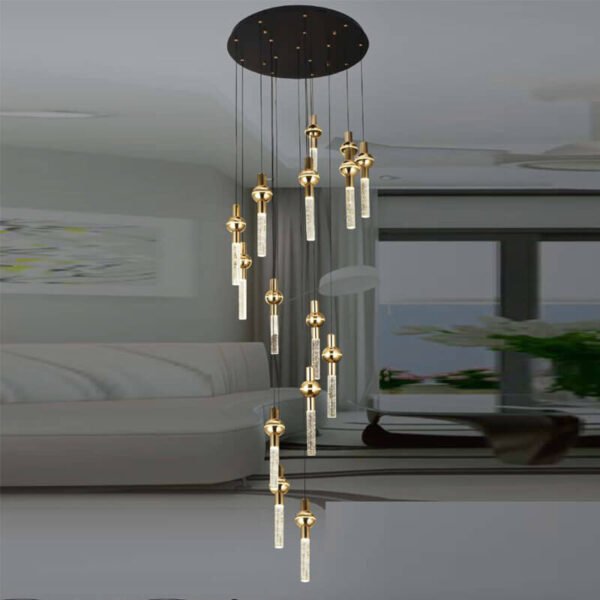 Đèn thả thông tầng TTR18 Ø60cm x cao 4,36m, LED vàng ấm 3000K