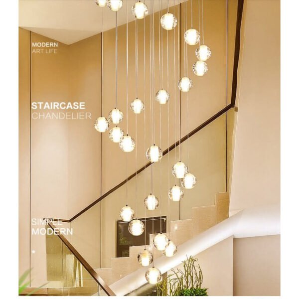 Đèn thả thông tầng TTV04 Ø60cm x cao 2,8m, ánh sáng vàng, bóng thay được