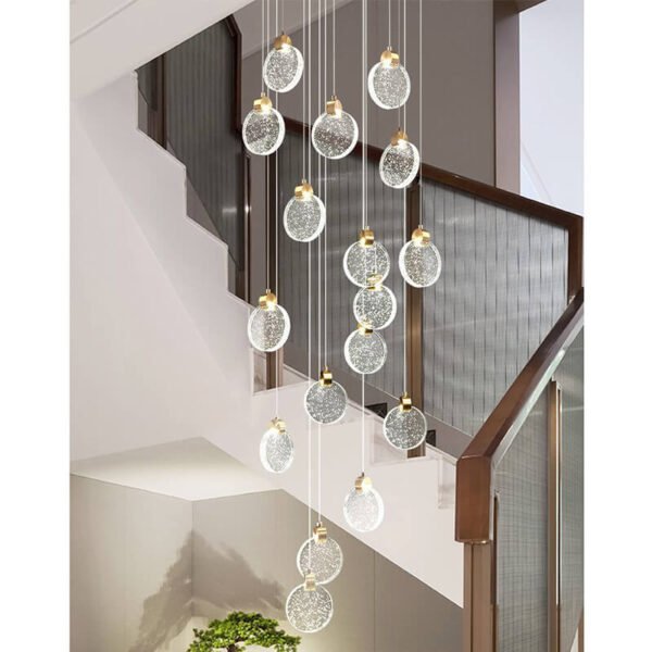 Đèn thả thông tầng TTV09 Ø65cm x cao 3m, LED ánh sáng vàng ấm