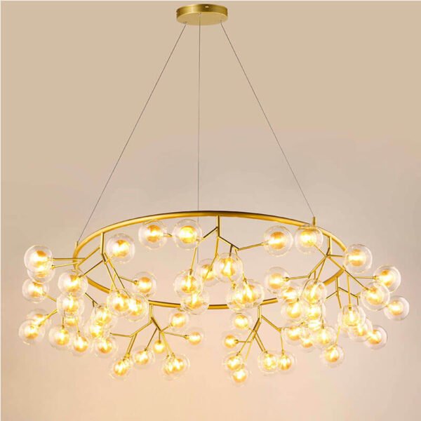 Đèn thả phòng khách 63 bóng thủy tinh Ø85cm cao 150cm TVN237