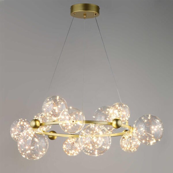 Đèn thả bàn ăn hợp kim sơn vàng thủy tinh trong Ø72cm TVN366