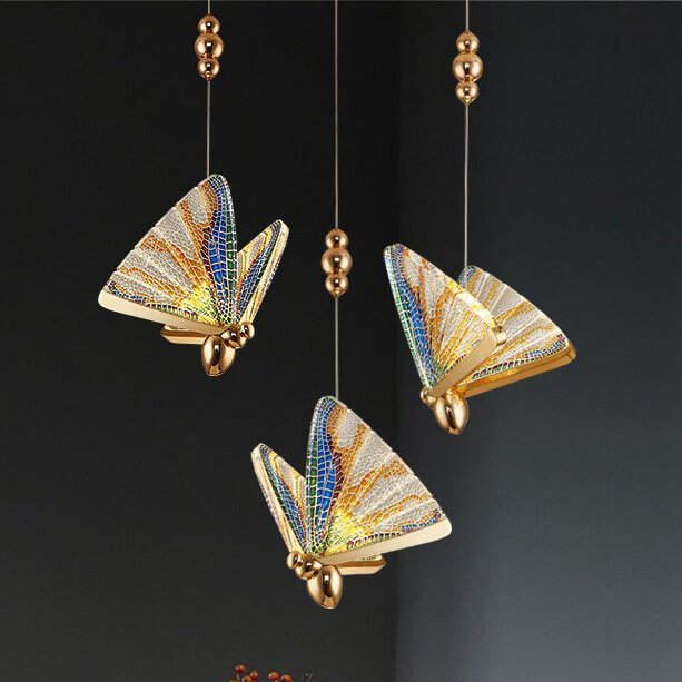 Đèn thả bàn ăn TVN407 hợp kim mạ vàng 3 bóng 17 x 18cm