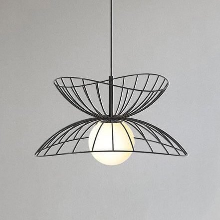 Đèn thả bàn ăn TVN457 sơn đen chụp thủy tinh trắng sữa Ø40cm