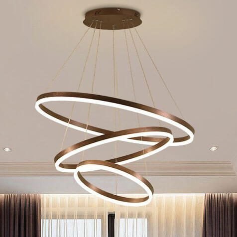 Đèn thả vòng tròn 3 vòng TVN488 sơn nâu Ø30/40/60cm