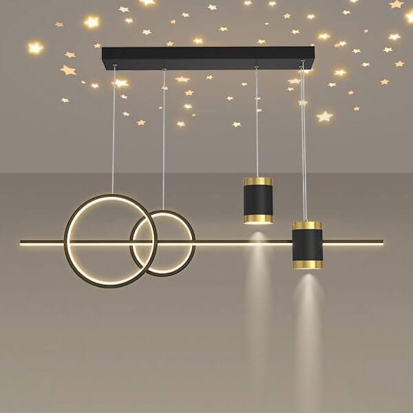Đèn thả bàn ăn TVN492 mạ đồng phối sơn đen dài 100cm