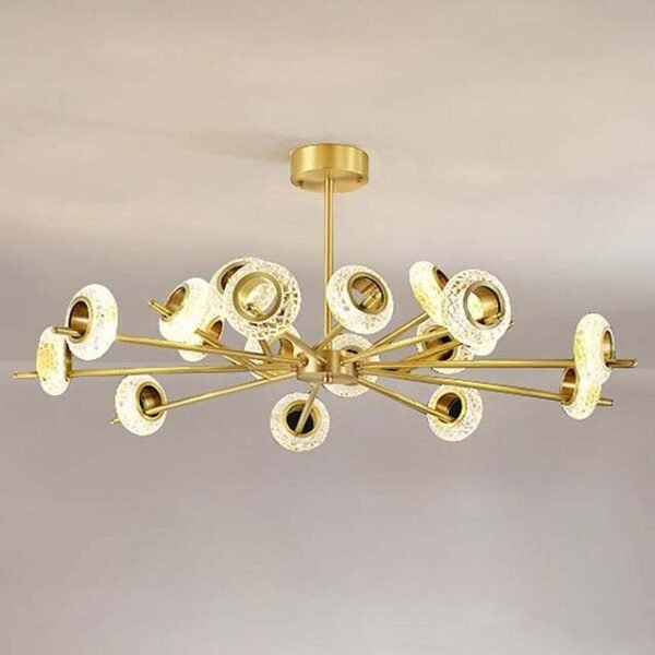 Đèn thả phòng khách pha lê TVN546 xi mạ vàng Ø80cm cao 65cm