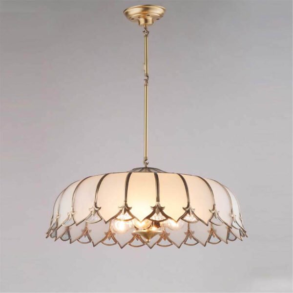 Đèn thả đồng nguyên chất TVN581 chụp thủy tinh Ø50cm cao 45cm