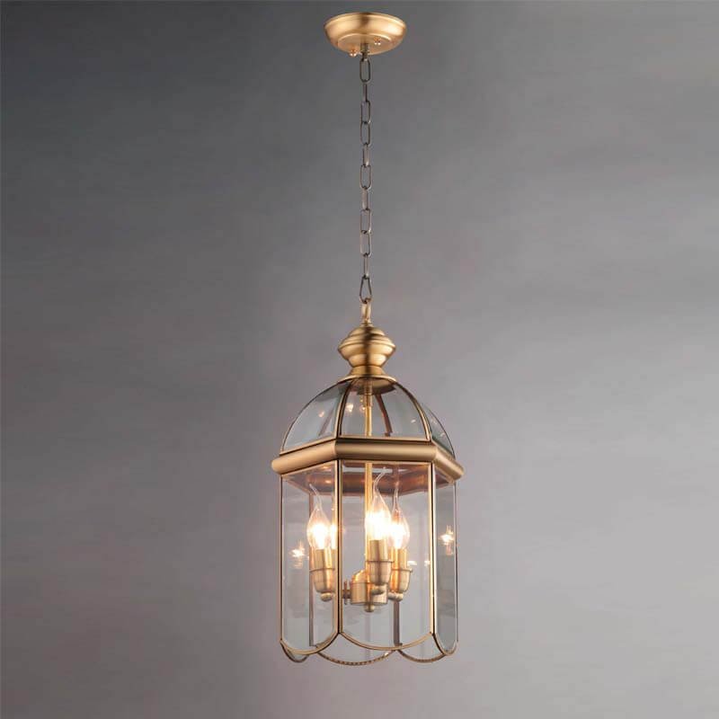 Đèn thả đồng nguyên chất TVN583 chụp thủy tinh Ø26cm cao 47cm