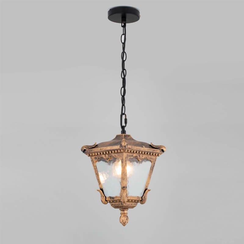 Đèn thả quán cà phê TVN712 hợp kim sơn vàng chao thủy tinh 18 x 18 x 22cm